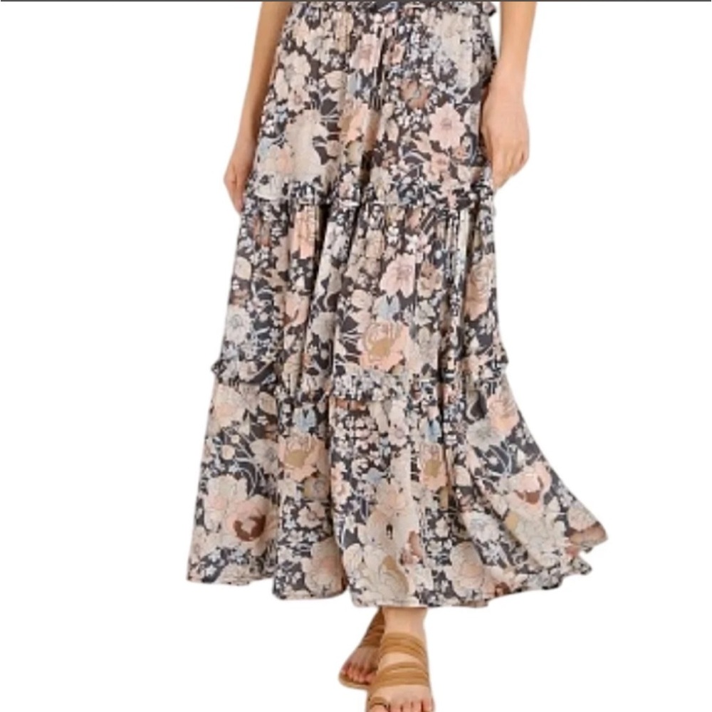 SPELL & THE GYPSY Collective Floral Maxi Skirt - Black and Cream Size M/L - Picture 3 of 11